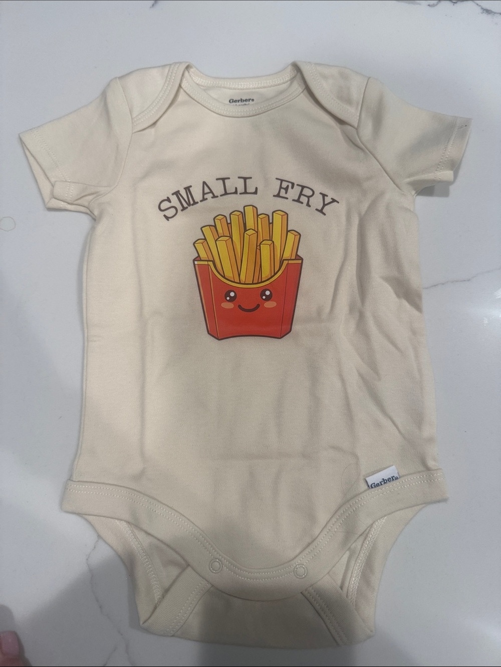 Gerber Cream Baby One-Piece with Cute Fry Graphic *custom made